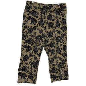 George Crop Pants Capri High Rise Floral Black Tan 18